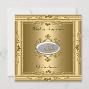 Convites Elegante  50º Aniversário de Casamento Dourado Bra