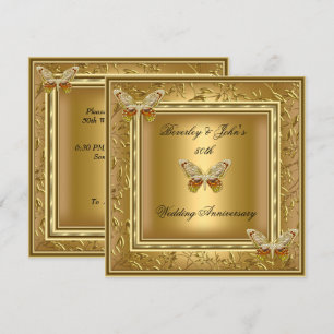 Convites Elegante 50º Aniversário de Casamento Dourado Dama