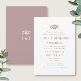Convites Elegante 50º Aniversário de Casamento Rosa Formal