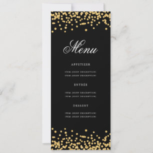 Convites Elegante 50º Aniversário Menu Dourado Confetti Pre