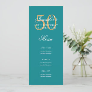 Convites Elegante 50º Festa de aniversário Menu Dourado Tea
