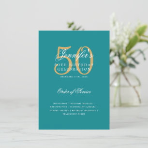 Convites Elegante 50º Programa de Aniversário Dourado Menu