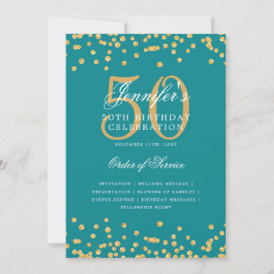 Convites Elegante 50º Programa de Aniversário, Menu Dourado