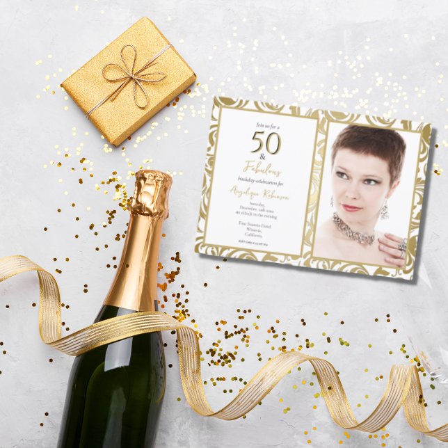 Convites Elegante 50 e Fabulosa festa de Folhas Douradas De (Criador carregado)
