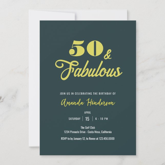 Convites Elegante 50 e Fabulosas Mulheres Aniversário (Frente)