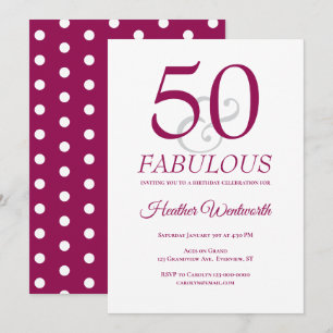 Convites Elegante 50 e Fabuloso Aniversário de 50 anos Mulb