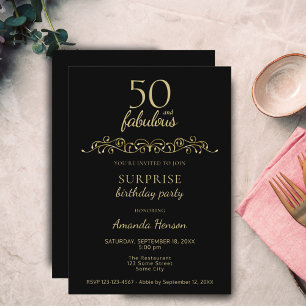 Convites Elegante 50 e Fabuloso Enfeite 50º Aniversário
