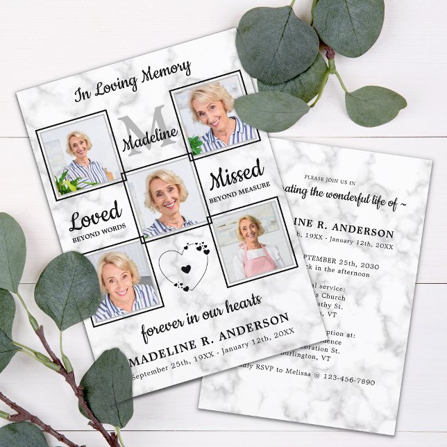 Convites Elegante 5 Fotos Memorial Celebração Da Vida (Criador carregado)