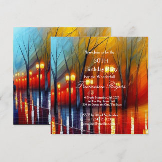 Convites Elegante 60ª Festa de aniversário de luzes amarela