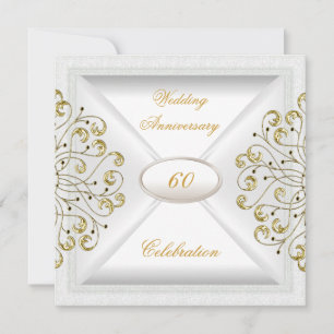 Convites Elegante 60º Aniversário de Casamento Ouro Branco