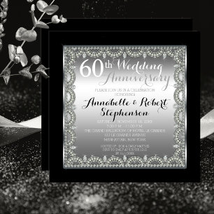 Convites Elegante 60º Aniversário de Prata e Diamantes