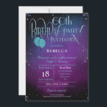 Convites Elegante 60º aniversário do Ornamentado de Script<br><div class="desc">Seus hóspedes saberão que estão em uma noite glamourosa para celebrar seu aniversário de 60 anos com você com este design mágico com tipografia falsa decorativa para o cabeçalho principal, em um pano de fundo roxo místico e um pequeno brilho ao redor das bordas! O resto do texto pode ser...</div>
