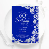 Elegante 60º Aniversário Rosas de Prata Azul Real