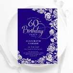 Convites Elegante 60º Aniversário Rosas de Prata Roxo<br><div class="desc">Floral prateado roxo 60º convite de aniversário. Design elegante com rosas, folha de falso prata e letra de script de tipografia. A Trendy convida o cartão perfeito para uma festa de na moda. Pode ser personalizado para qualquer idade. Personalize com seus próprios detalhes. Impressos convites Zazzle ou modelo de impressão...</div>