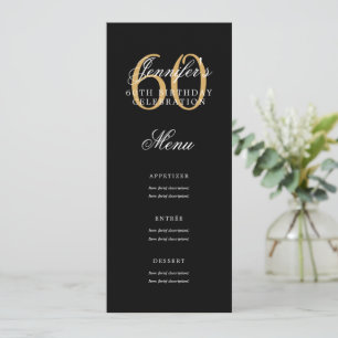 Convites Elegante 60º Menu Festa de aniversário Dourado Pre