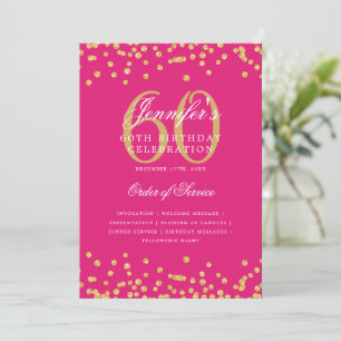 Convites Elegante 60º Programa de Aniversário Menu Dourado 