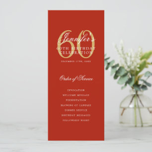 Convites Elegante 60º Programa Dourado Menu Vermelho+Obriga