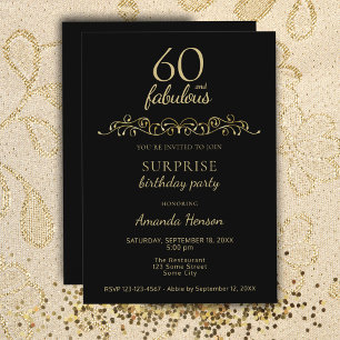 Convites Elegante 60 e Fabuloso Enfeite 60º Aniversário
