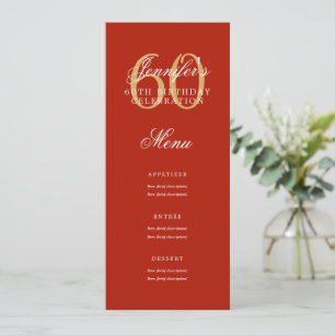 Convites Elegante 60th Festa de aniversário Menu Dourado Ve