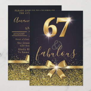 Convites Elegante 67 e Dourado brilhante 67º aniversário