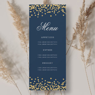 Convites Elegante 70 Birthday Menu Dourado Marinho Azul Con