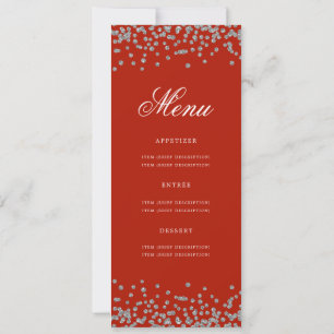 Convites Elegante 70 Birthday Menu Silver Confetti Red