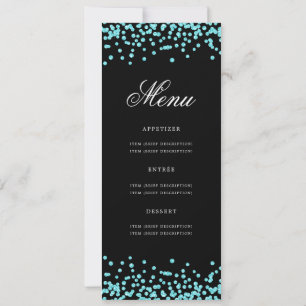 Convites Elegante 70 Birthday Menu Teal Confetti Black