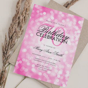 Convites Elegante 70 de Birthday Glam Quente Rosa Brilhante