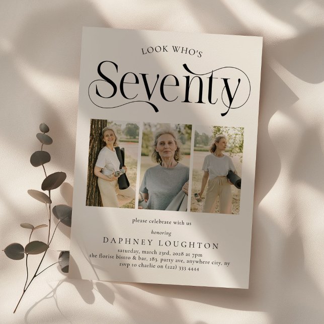 Convites Elegante 73 70 de colagem fotográfica Aniversário (Criador carregado)