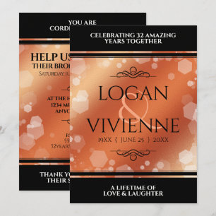 Convites Elegante 8º 32º Aniversário de Bodas de Bronze