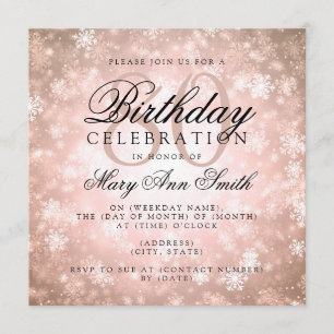 Convites Elegante 80 Birthday Copper Winter Wonderland