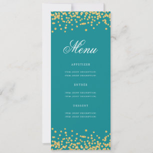 Convites Elegante 80 Birthday Menu Turquoise Confetti Doura