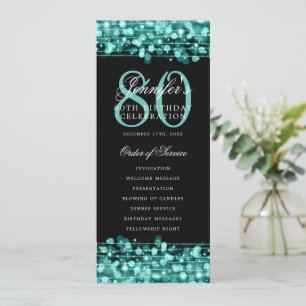 Convites Elegante 80 Birthday Program Turquoise Obrigado