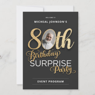 Convites Elegante 80 Birthday Surprise Party