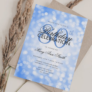 Convites Elegante 80 de Birthday Glam Marinho Azul Shimmer