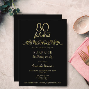 Convites Elegante 80 e Fabuloso Enfeite 80º Aniversário