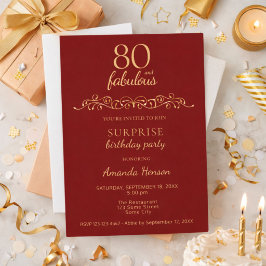 Convites Elegante 80 e Fabuloso Enfeite Aniversário de 80 a