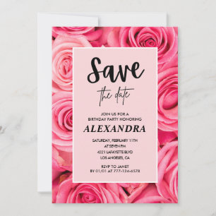 Convites Elegante 88º aniversário Rosa Floral Save the date