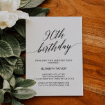Convites Elegante 90 de Caligrafia Negra Aniversário<br><div class="desc">Este elegante convite de 90 de caligrafia negra é perfeito para uma simples festa de aniversário. A design neutra apresenta uma carta minimalista decorada com tipografia romântica e caprichosa.</div>
