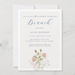 Convites Elegante 90 de Caligrafia Selvagem Aniversário