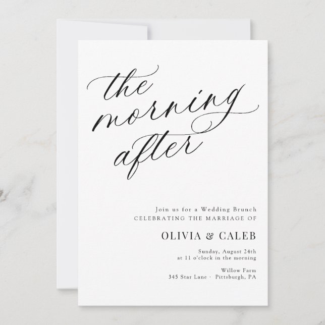 Convites Elegante A Manhã Após Casar Brunch (Frente)
