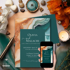 Convites Elegante Abstrato moderno Jade Terracotta