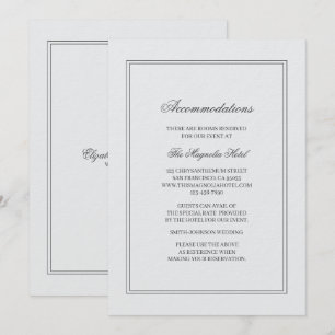 Convites Elegante Acomodação de Casamento Simples Clássico 