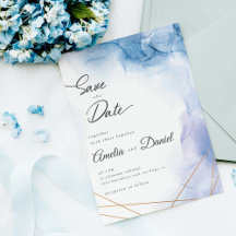 Elegante Ágata Azul casamento Save the Date