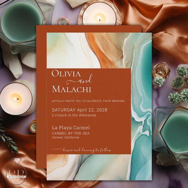 Convites Elegante Agate Terracotta, Abstrato moderno (Criador carregado)