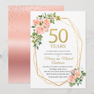 Convites Elegante Água-forte de Aniversário de 50 Anos de C