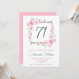 Convites Elegante Água-forte Floral Rosa de 71 anos de idad