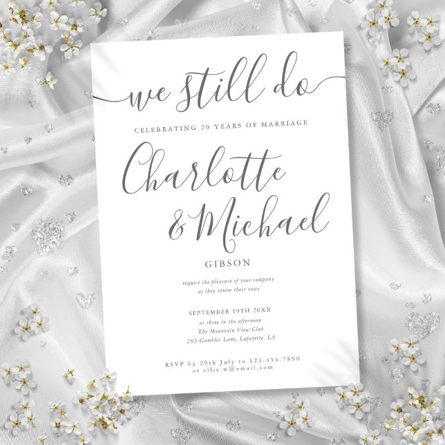 Convites Elegante Ainda Fazemos Script De Aniversário De Re (Elegant We Still Do Script Vow Renewal Anniversary Invitation)