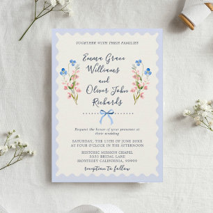 Convites Elegante Algo Azul Floral Arco Casamento no Jardim
