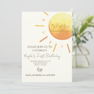 Convites Elegante Amarelo Celestial Sol Aniversário Neutro
